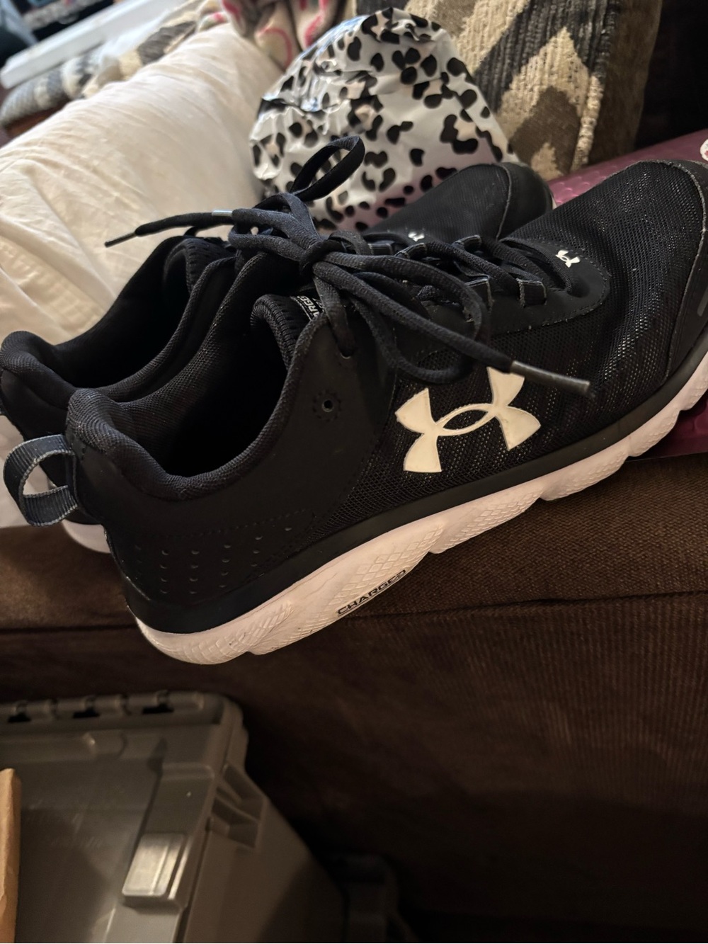 Under Armour Kids Black and White Lace-Up Sneakers